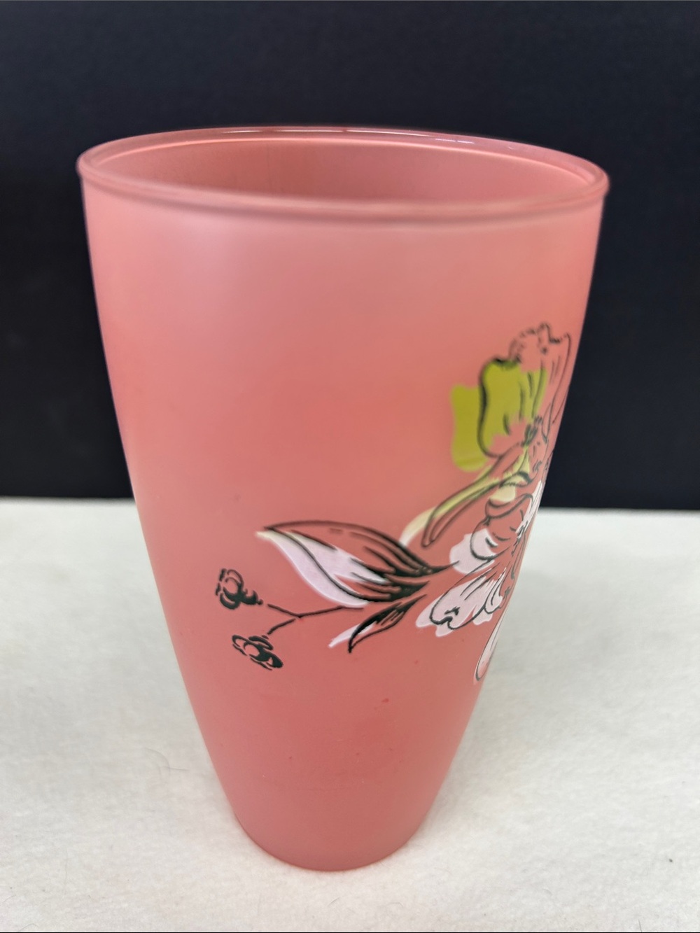 Vintage set of 4 frosted glass “Dogwood Design” 5..5” tumblers by Anchor Hocking - Picture 7 of 16